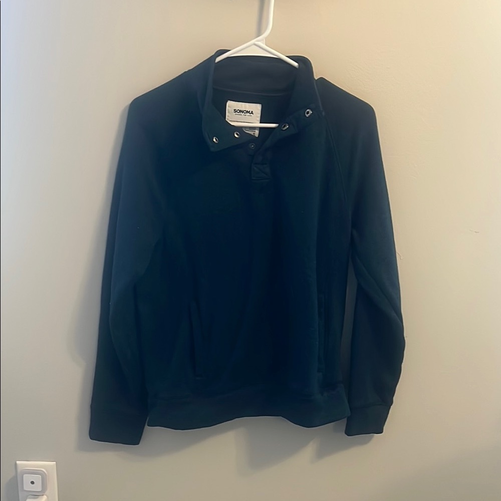 Sonoma Black Snap Collar Sweatshirt